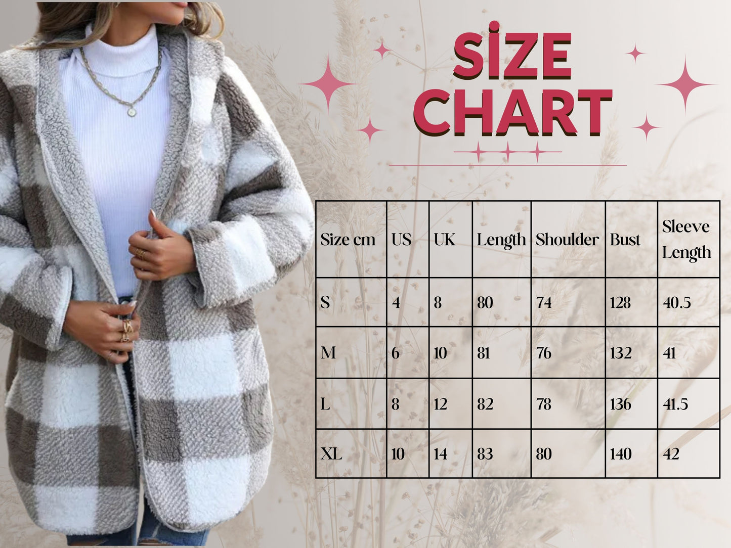 Casual Outfits Cozy Long Sleeve Plaid Jacket, Women's Hooded Winter Outfits, Loose Fit Cozy Layer for Women