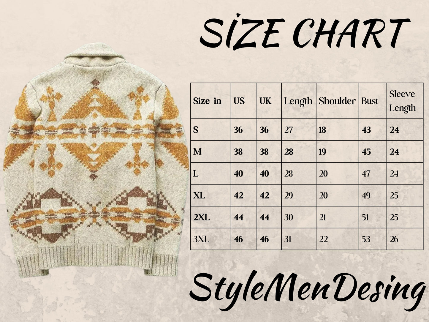 Cozy Cardigan - Men's Ethnic Pattern Knit Wool Cardigan for Fall Fashion - Great Gift Idea for Men