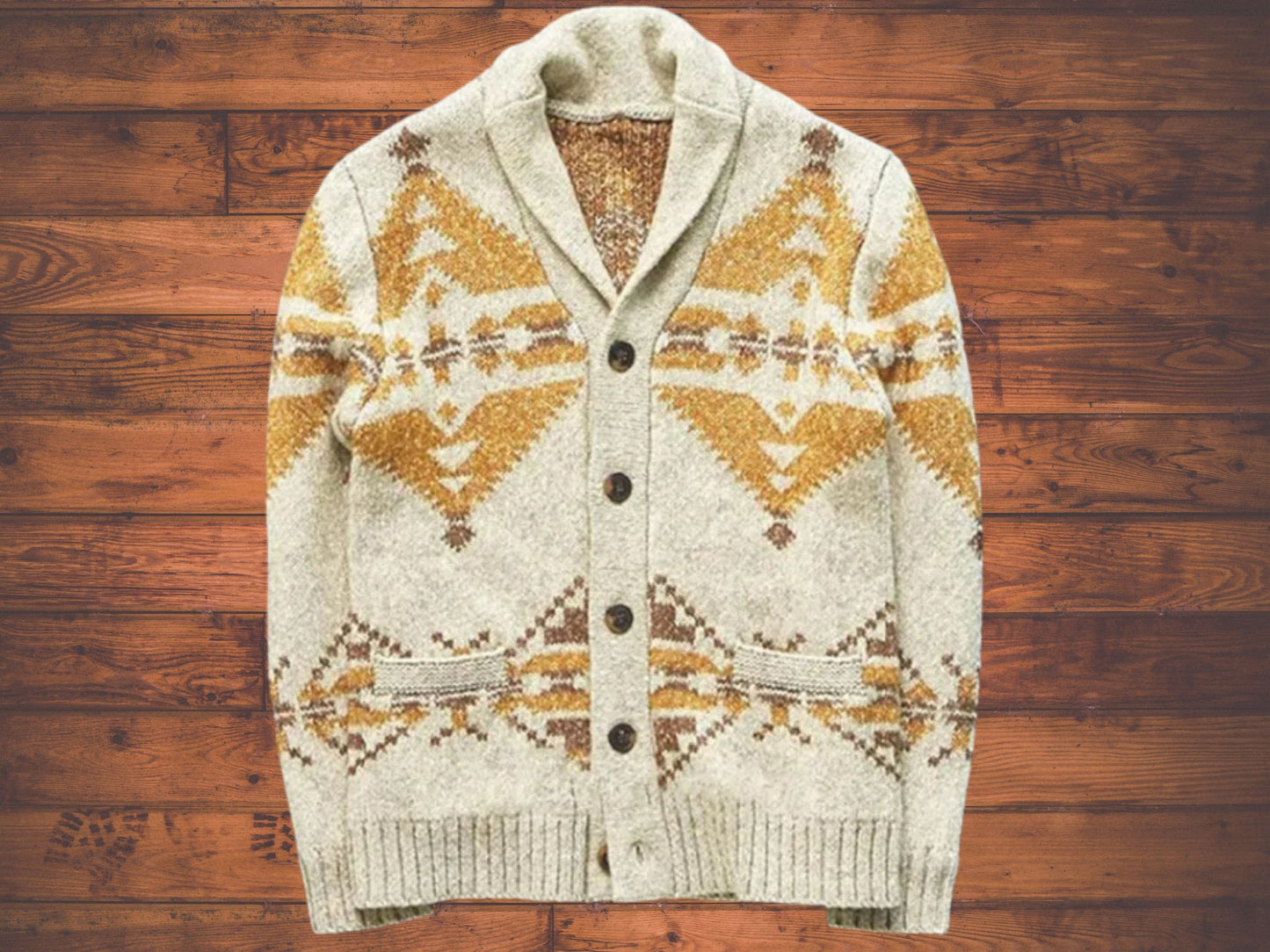 Cozy Cardigan - Men's Ethnic Pattern Knit Wool Cardigan for Fall Fashion - Great Gift Idea for Men