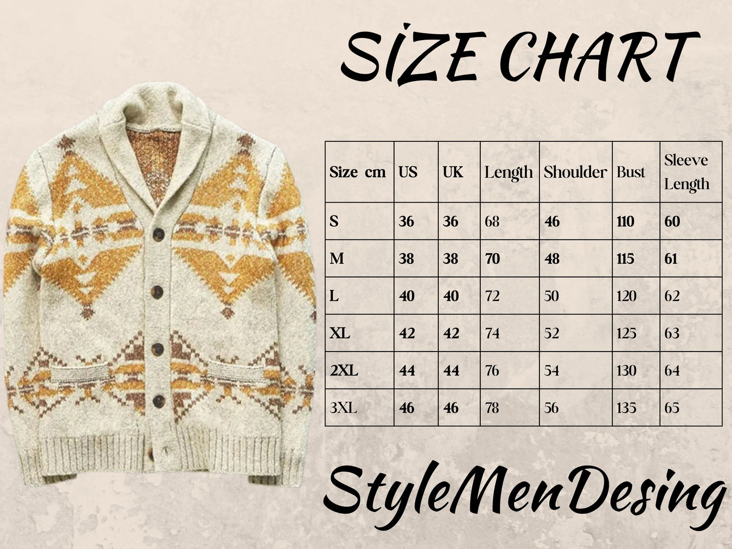 Cozy Cardigan - Men's Ethnic Pattern Knit Wool Cardigan for Fall Fashion - Great Gift Idea for Men