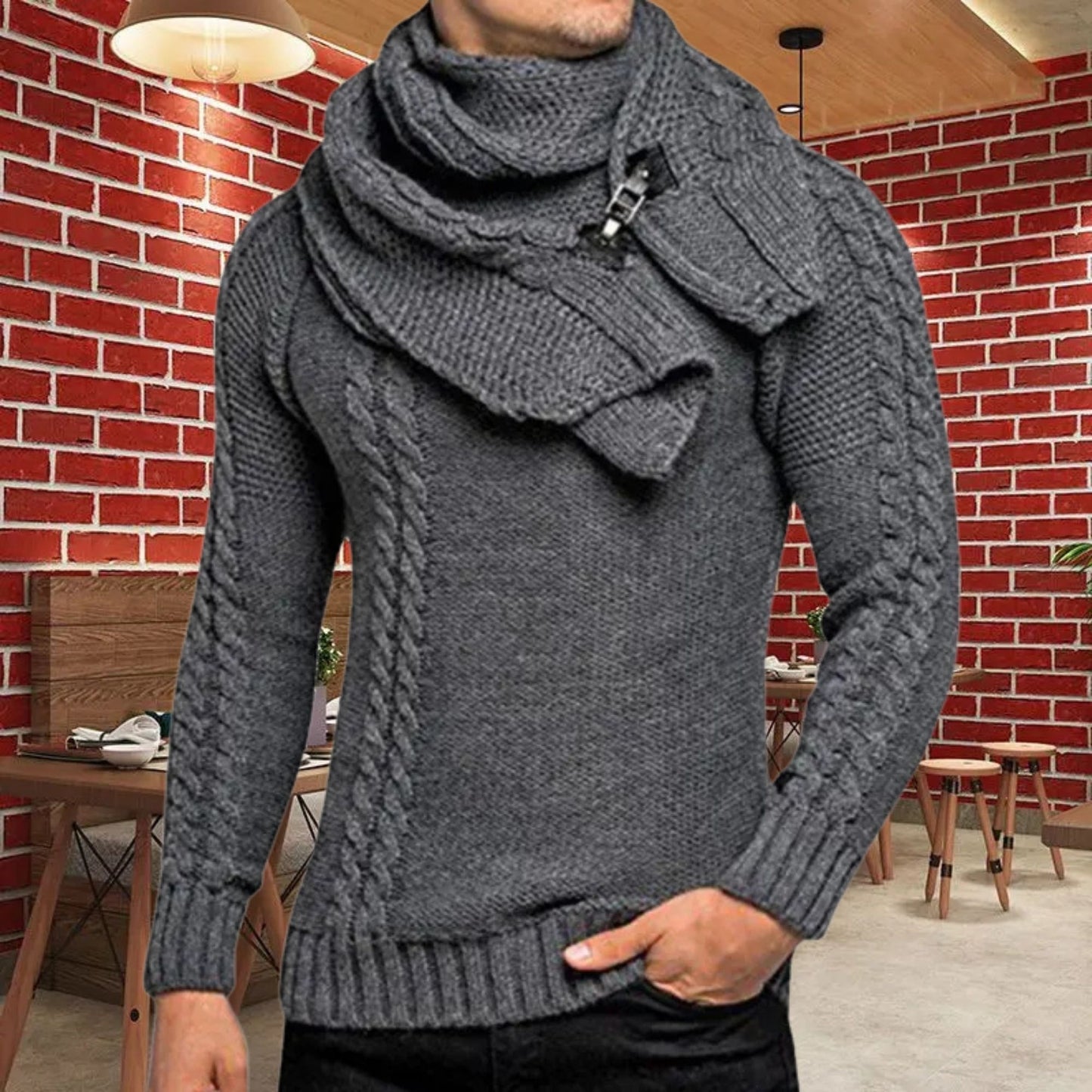 Cozy Winter Sweater Men’s Twist Knitted Pullover, Fashionable Autumn Streetwear, Great Gift Idea for Him, Mens Wool Pullover