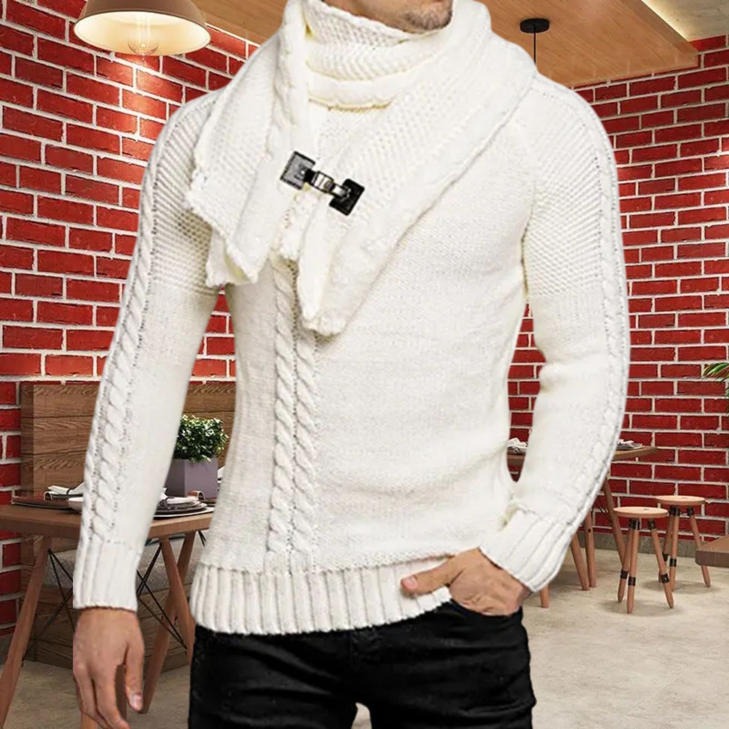 Cozy Winter Sweater Men’s Twist Knitted Pullover, Fashionable Autumn Streetwear, Great Gift Idea for Him, Mens Wool Pullover