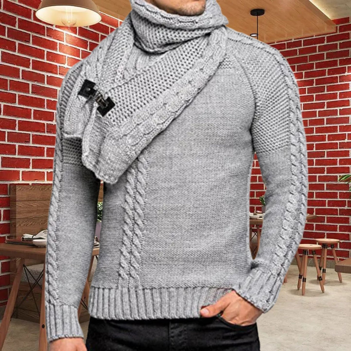 Cozy Winter Sweater Men’s Twist Knitted Pullover, Fashionable Autumn Streetwear, Great Gift Idea for Him, Mens Wool Pullover