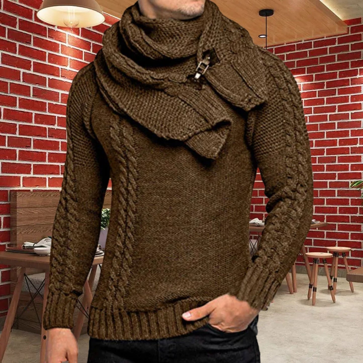 Cozy Winter Sweater Men’s Twist Knitted Pullover, Fashionable Autumn Streetwear, Great Gift Idea for Him, Mens Wool Pullover