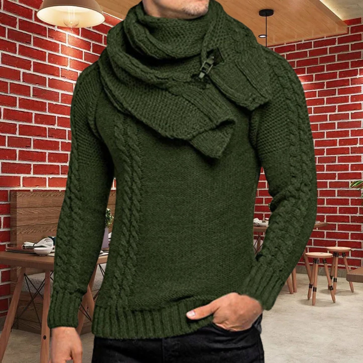 Cozy Winter Sweater Men’s Twist Knitted Pullover, Fashionable Autumn Streetwear, Great Gift Idea for Him, Mens Wool Pullover