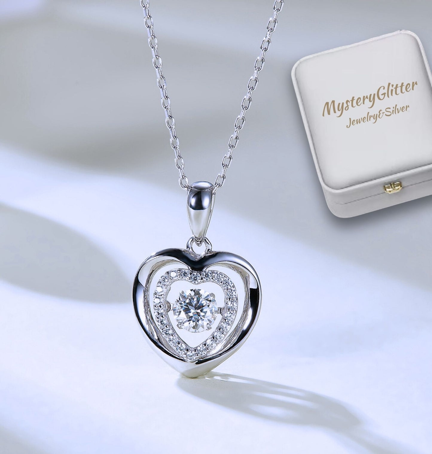 Elegant Heart Design, Minimalist Necklace with Moissanite, 925 Sterling Silver Pendant, Ideal Gift for Anniversaries