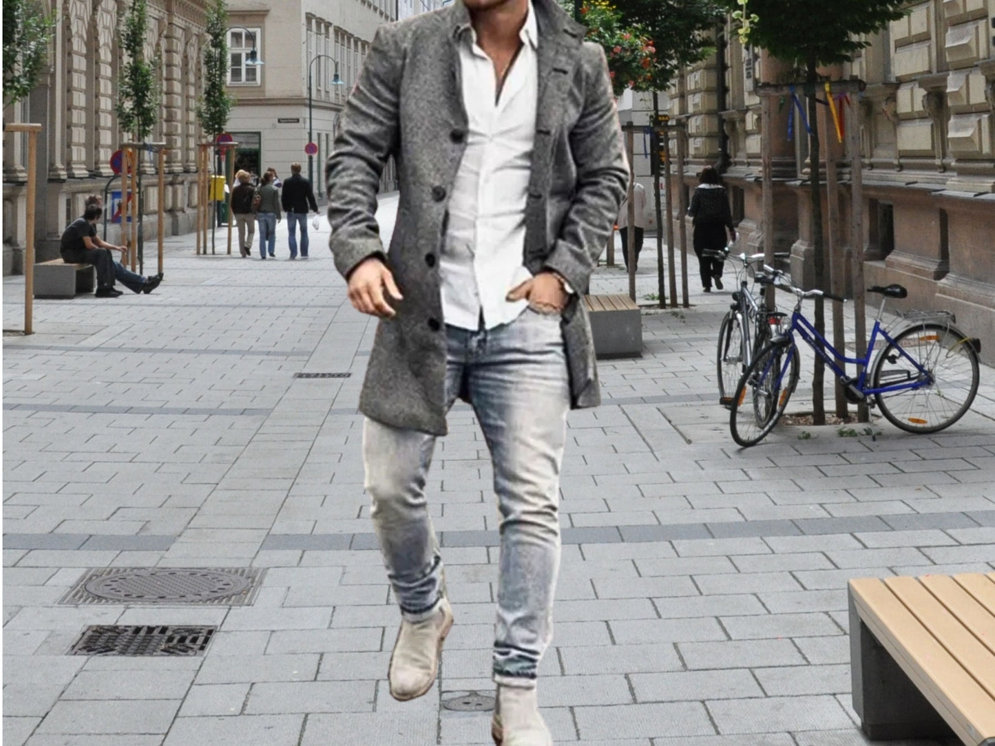 Fall Fashion Men Casual Coat, Cozy Woolen Mid-Length Pocket Jacket, Ideal Fall Gift for Him, Stylish Fall Jacket for Mens