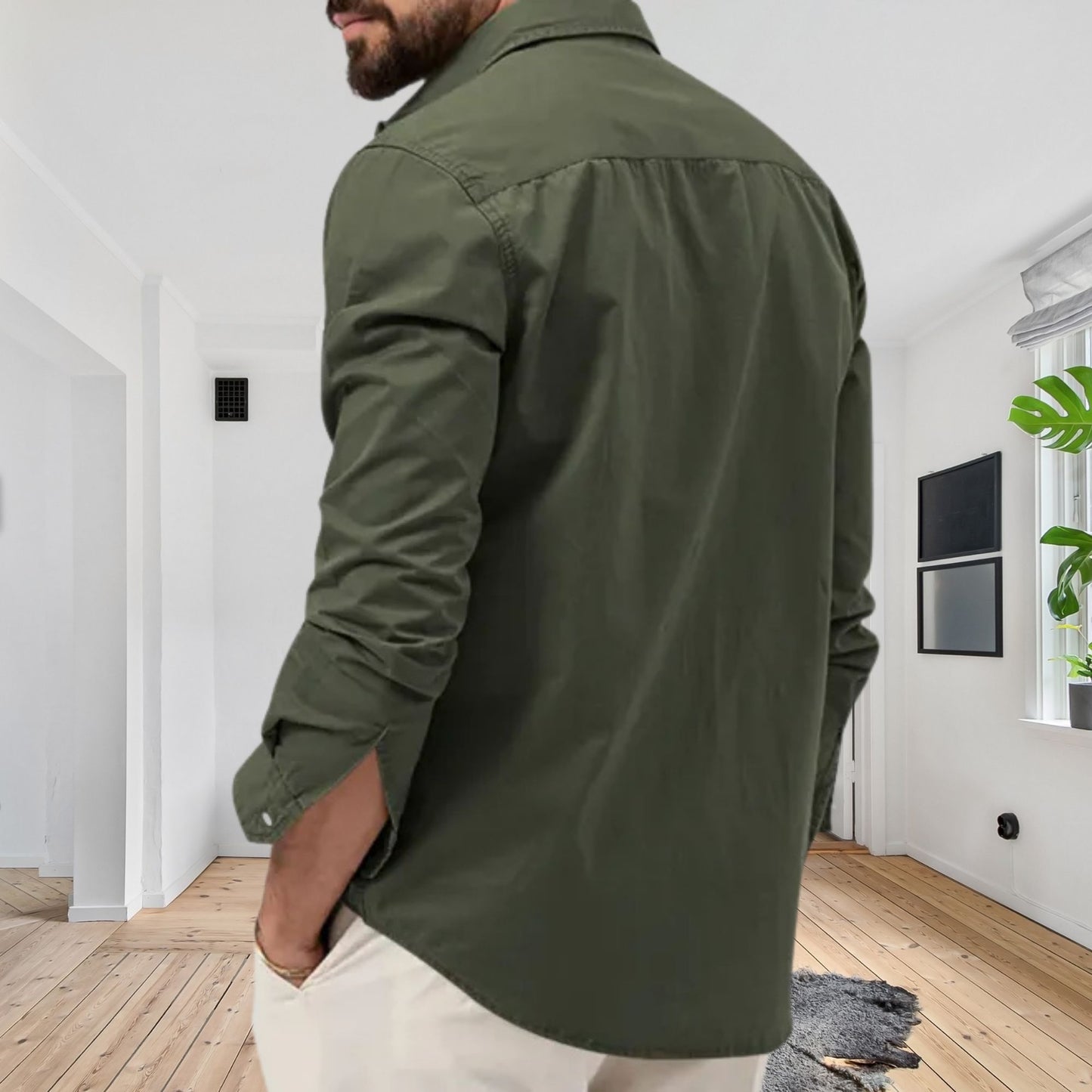 Long-Sleeved Shirt, Fashionable Men's Outerwear with Multi-Pockets, Ideal Daily Shirt, Thoughtful Gift Idea, Stylish Casual Shirt