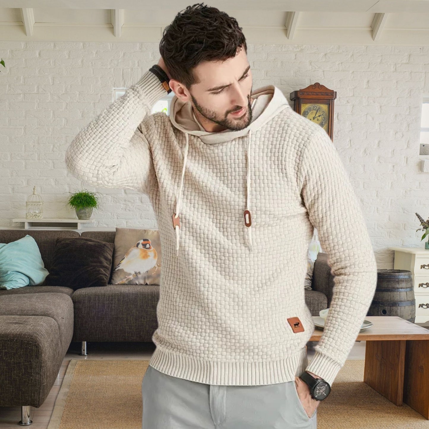 Men's Sweater, Casual Hooded Knit Pullover for Autumn Streetwear, Stylish Fall Fashion for Men, Perfect Gift Idea