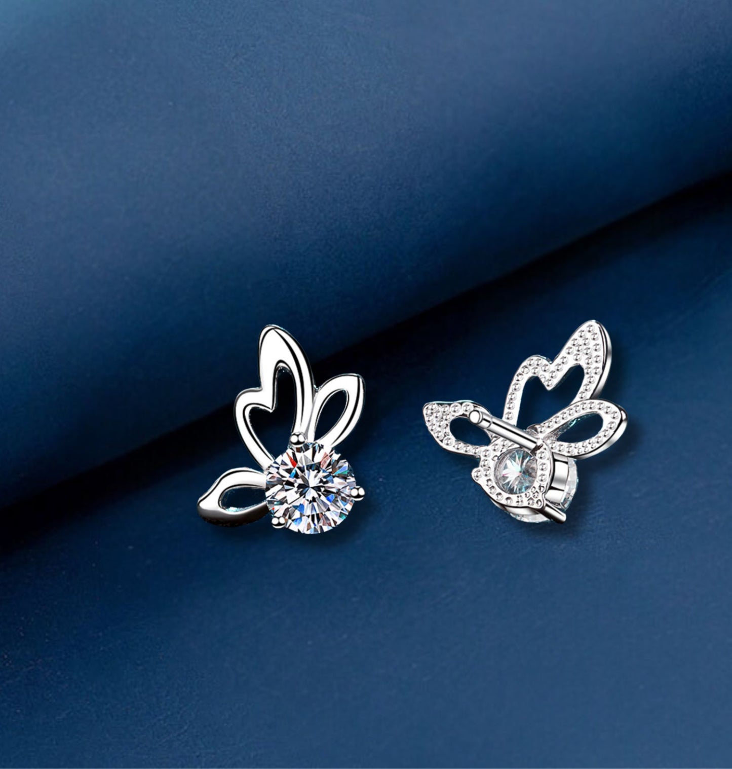 Minimalist Earrings, Elegant 1 Carat Moissanite Butterfly Shape Earrings for Everyday Chic, Perfect Gift for Her