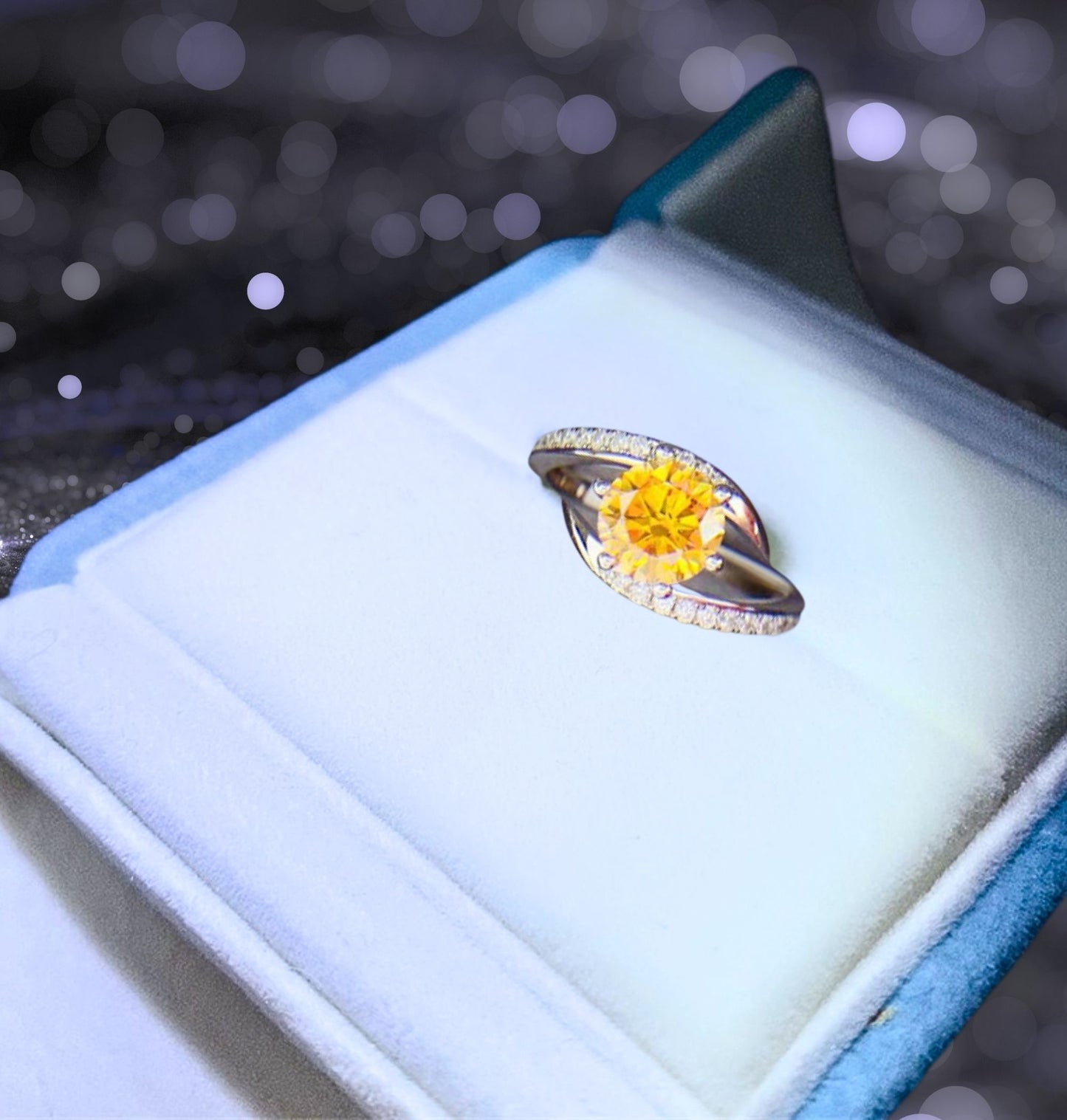 Moissanite Ring, Stunning 1 Carat Yellow in 925 Sterling Silver for Minimalist Gift Ideas for Her, Unique Moissanite