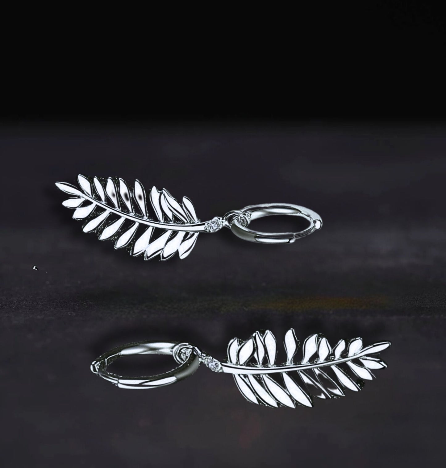 Silver Sparkly Earrings, Moissanite Leaf Design 925 Sterling Silver Earrings, Minimalist Jewelry for Elegant Gifting