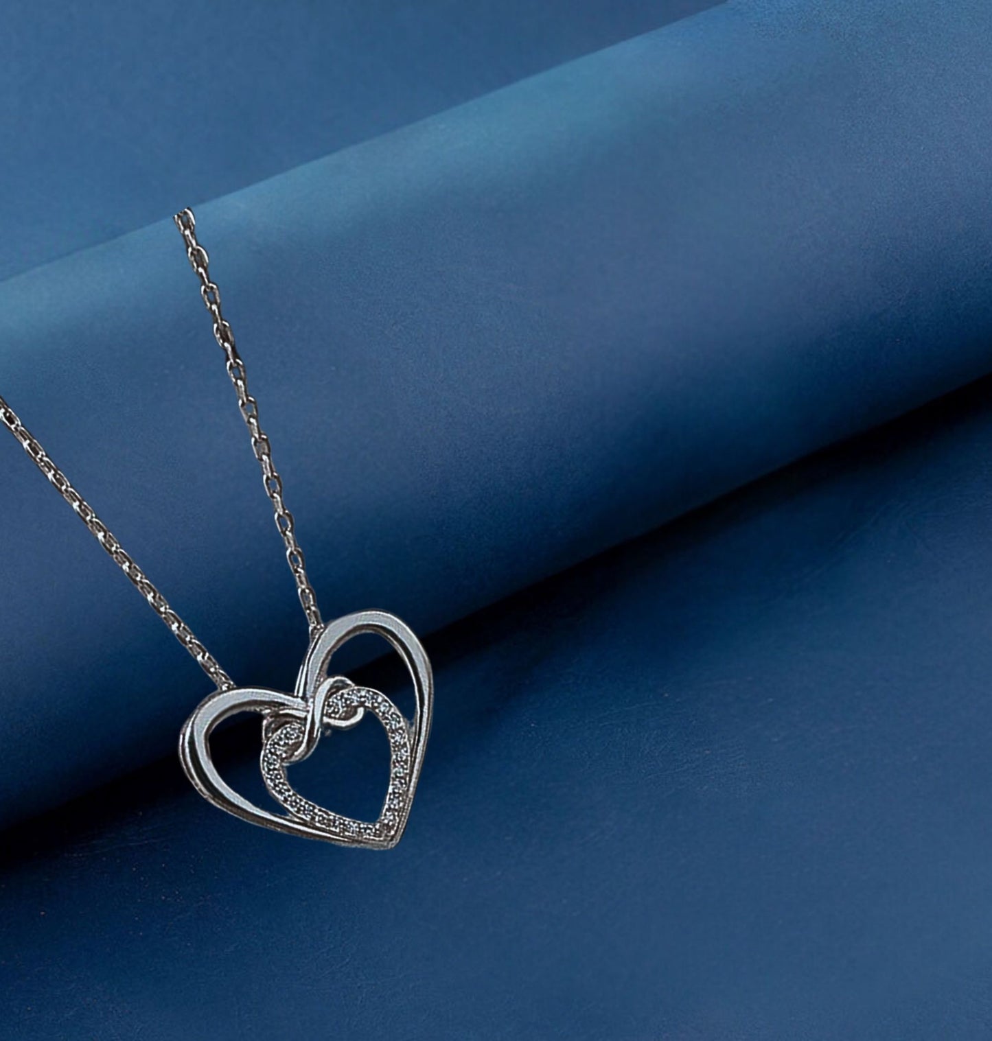 Sterling Silver Necklace, Elegant Heart Design with White Zircon, Unique Silver Necklace, Zircon Necklace,  Ideal Gift for Birthday