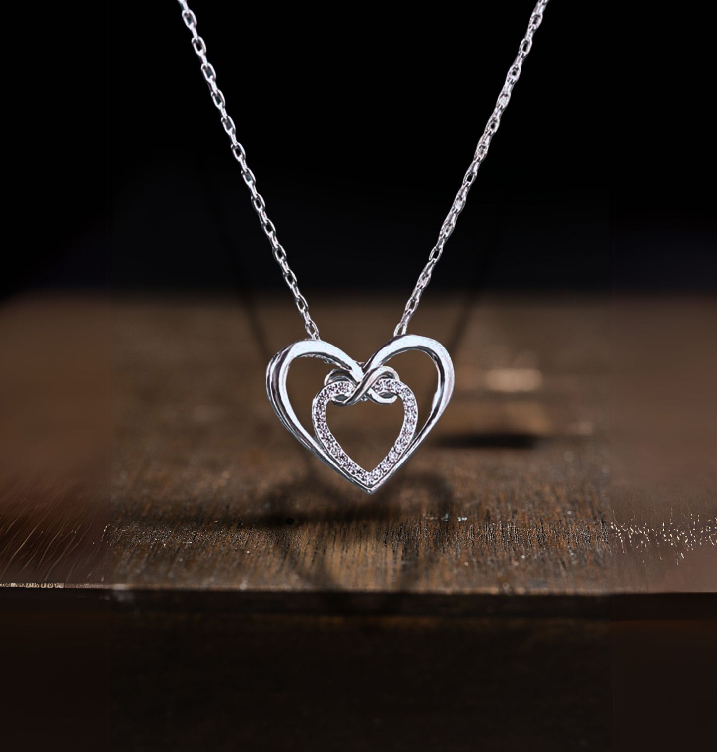 Sterling Silver Necklace, Elegant Heart Design with White Zircon, Unique Silver Necklace, Zircon Necklace,  Ideal Gift for Birthday