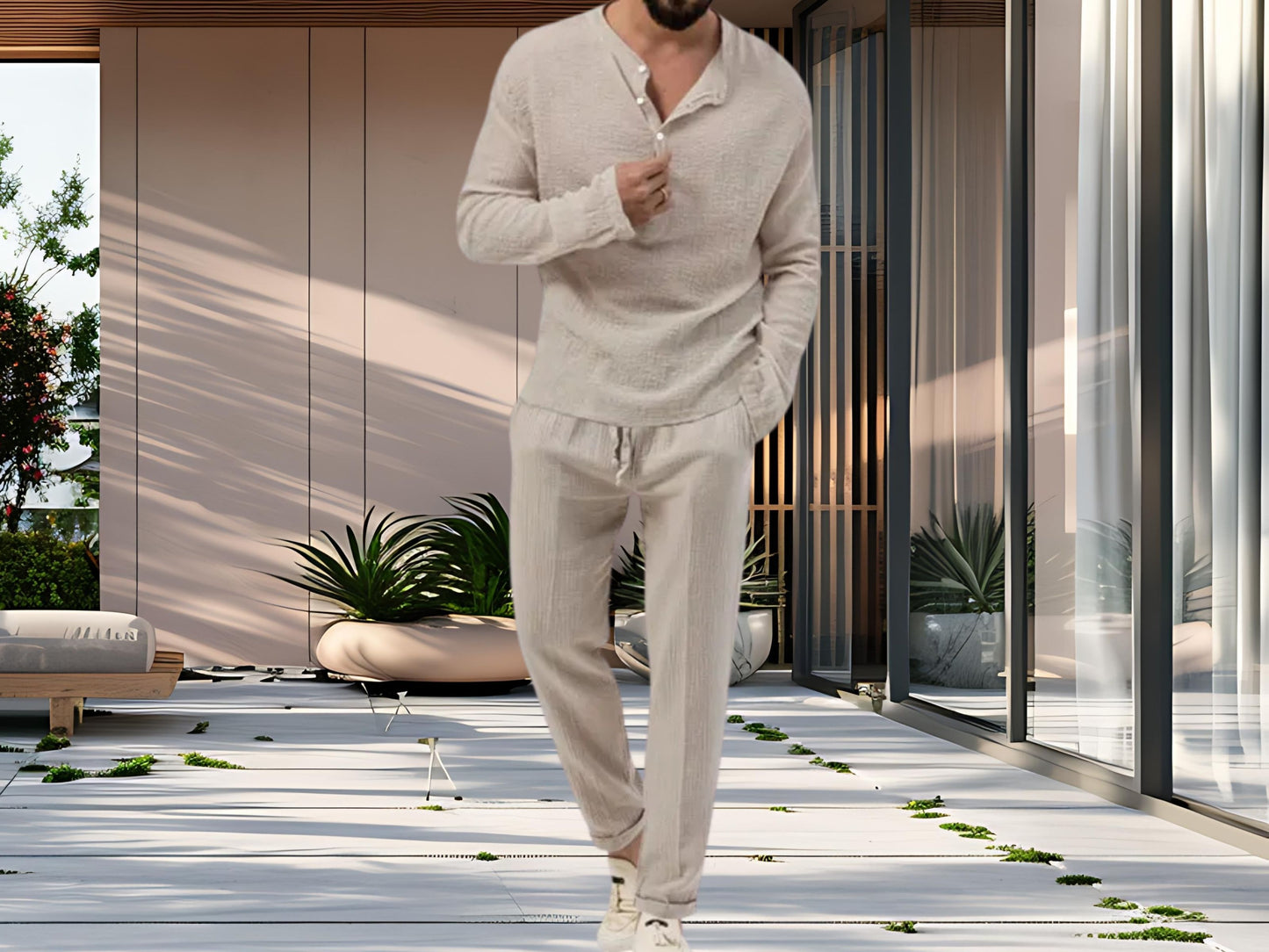 Trousers Suit for Men, Stylish Long-Sleeved Shirt and Trousers, Essential for Mens Fall Fashion, Perfect Gift for Him