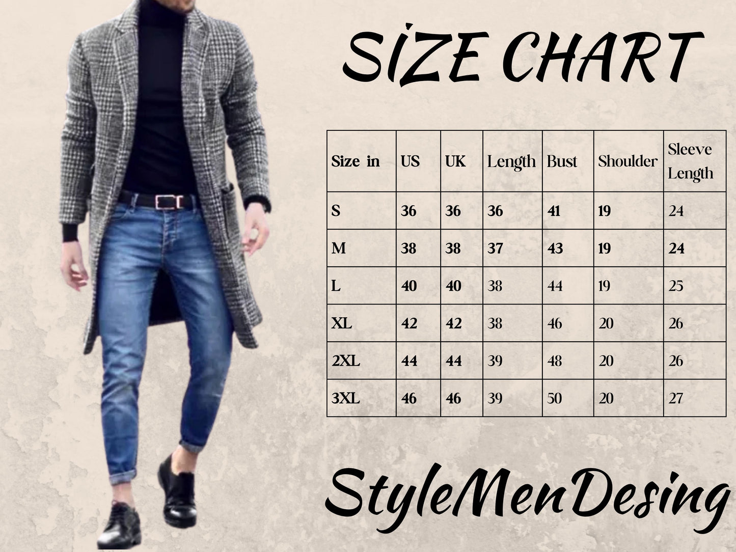 Winter Coat for Men, Stylish Native Houndstooth Mid-Length Woolen Coat, Perfect Fall Fashion for Any Occasion