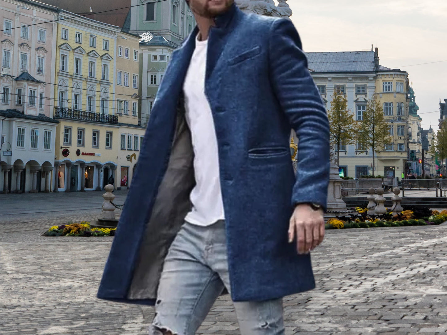 Winter Coat for Men, Trendy Mid-Length Woolen Coat, Stylish Winter Outerwear Gift for Him, Perfect Gift for Boyfriend