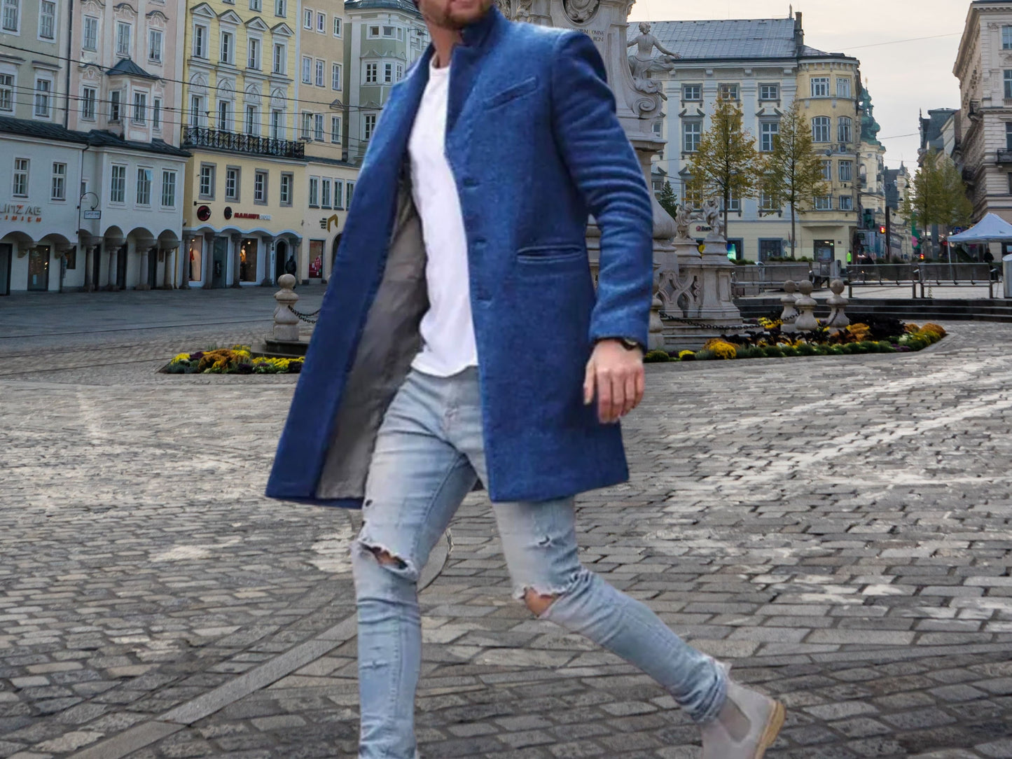 Winter Coat for Men, Trendy Mid-Length Woolen Coat, Stylish Winter Outerwear Gift for Him, Perfect Gift for Boyfriend