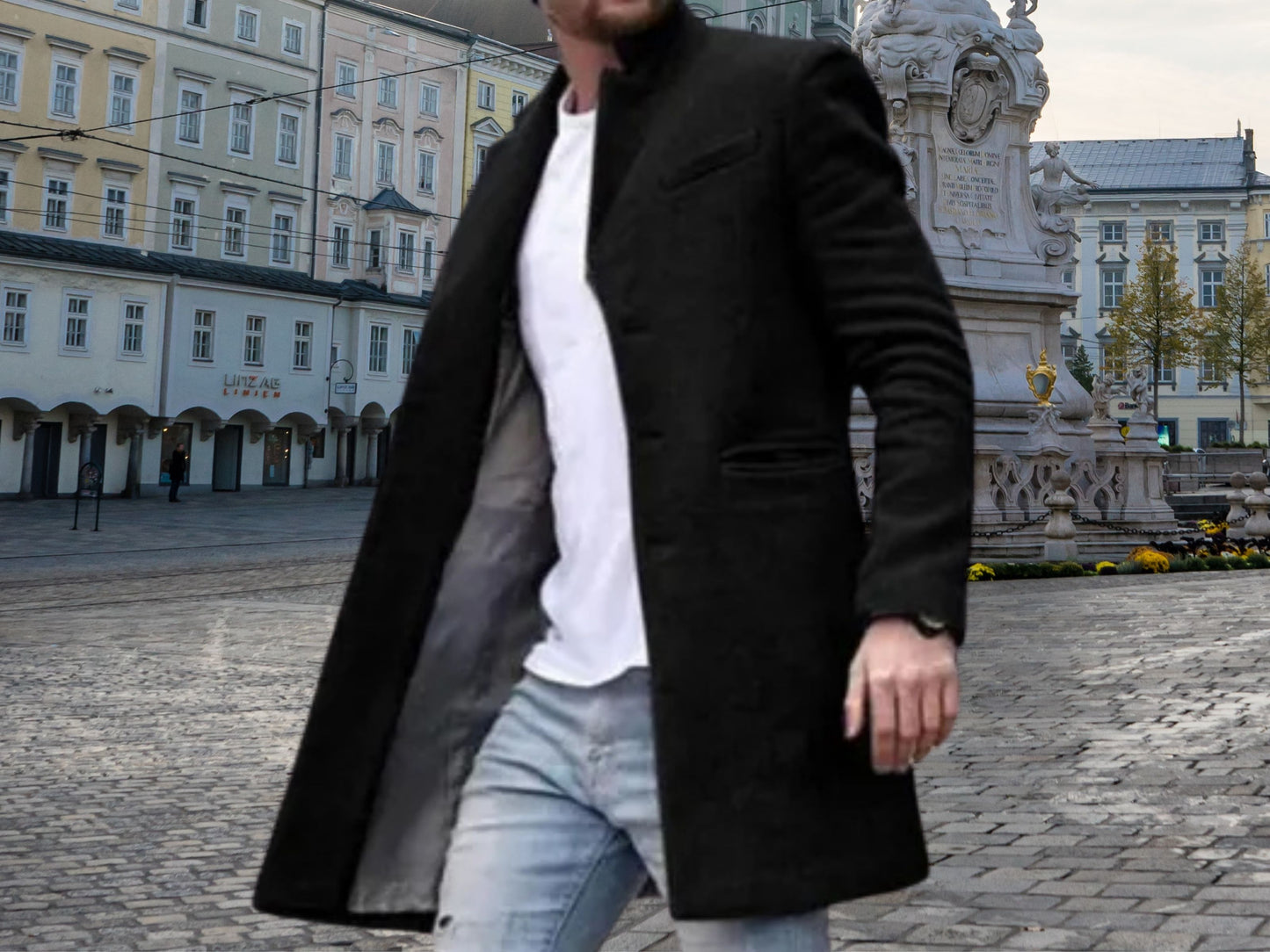 Winter Coat for Men, Trendy Mid-Length Woolen Coat, Stylish Winter Outerwear Gift for Him, Perfect Gift for Boyfriend